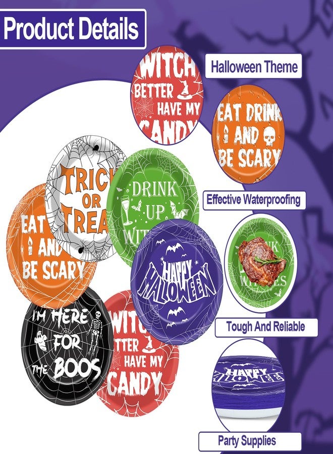 Wiooffen 80Pcs Halloween Party Plates Supplies 7" Halloween Spider Web Tableware Set Spooky Witch Theme Disposable Dessert Plates Decoration Favors for Spider Web Party Table Decor Supplies - Image 3